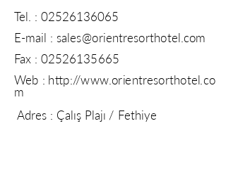 Orient Life Hotel iletiim bilgileri